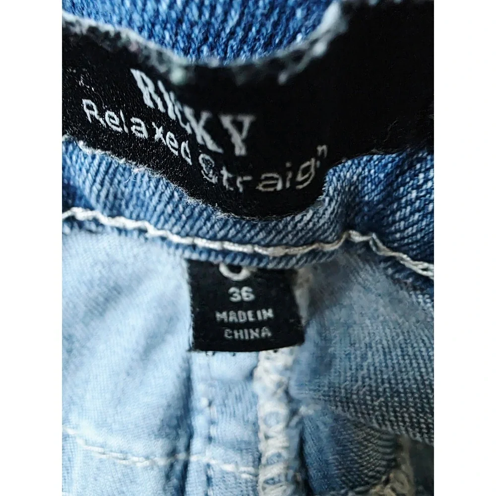True‎ Religion Ricky 36 Relaxed  Blue Denim Shorts Mens Raw Hem Distressed